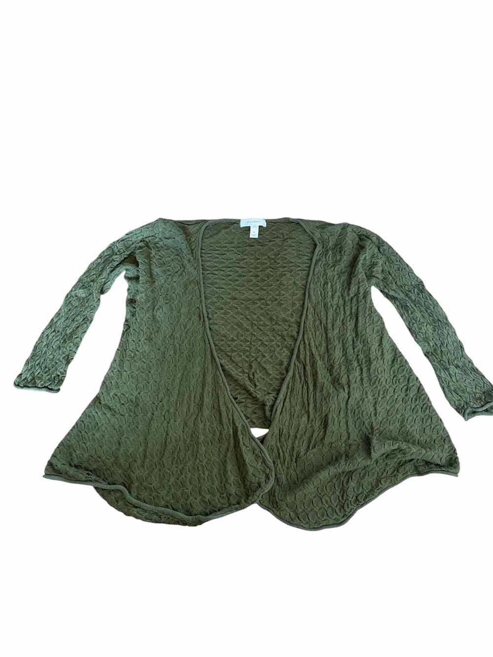 Fall Perfect Olive Green Open-Front Textured Women's Cardigan M